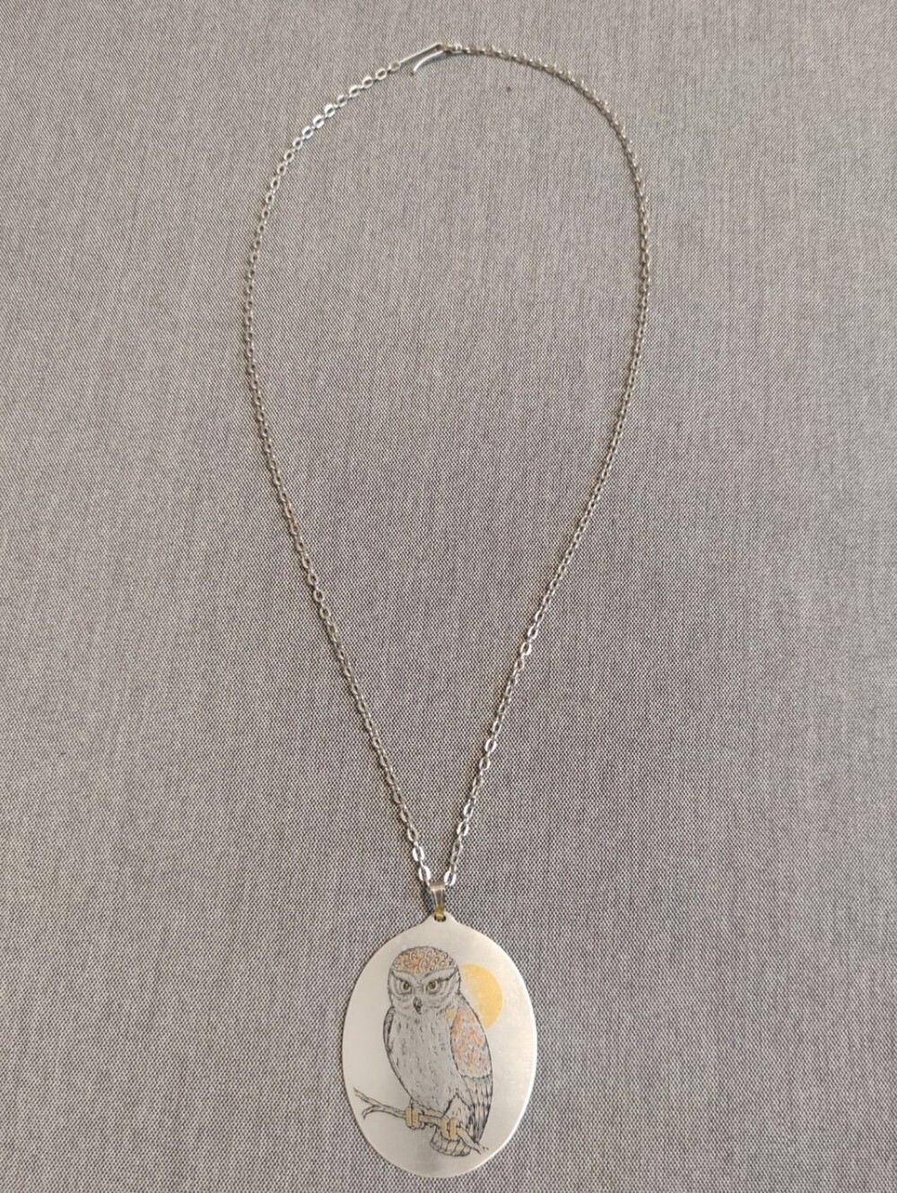 Reed & Barton Damascene Silver Toned Owl Pendant Necklace